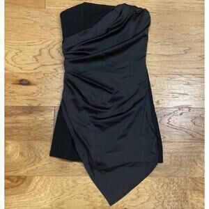 $198 STEELE Black Asymmetrical Ruched Strapless Cocktail Dress XS NWT